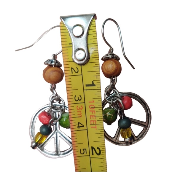Little Hippie Southern Bohemian Rastafarian Reggae Style Peace Earrings - Picture 3 of 3